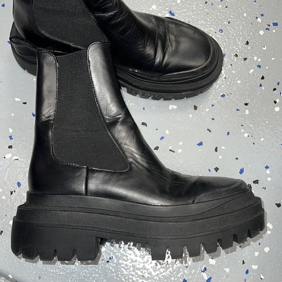 Zara combat sock boots leather rare size 36 or 6.5 mint - Picture 1 of 5